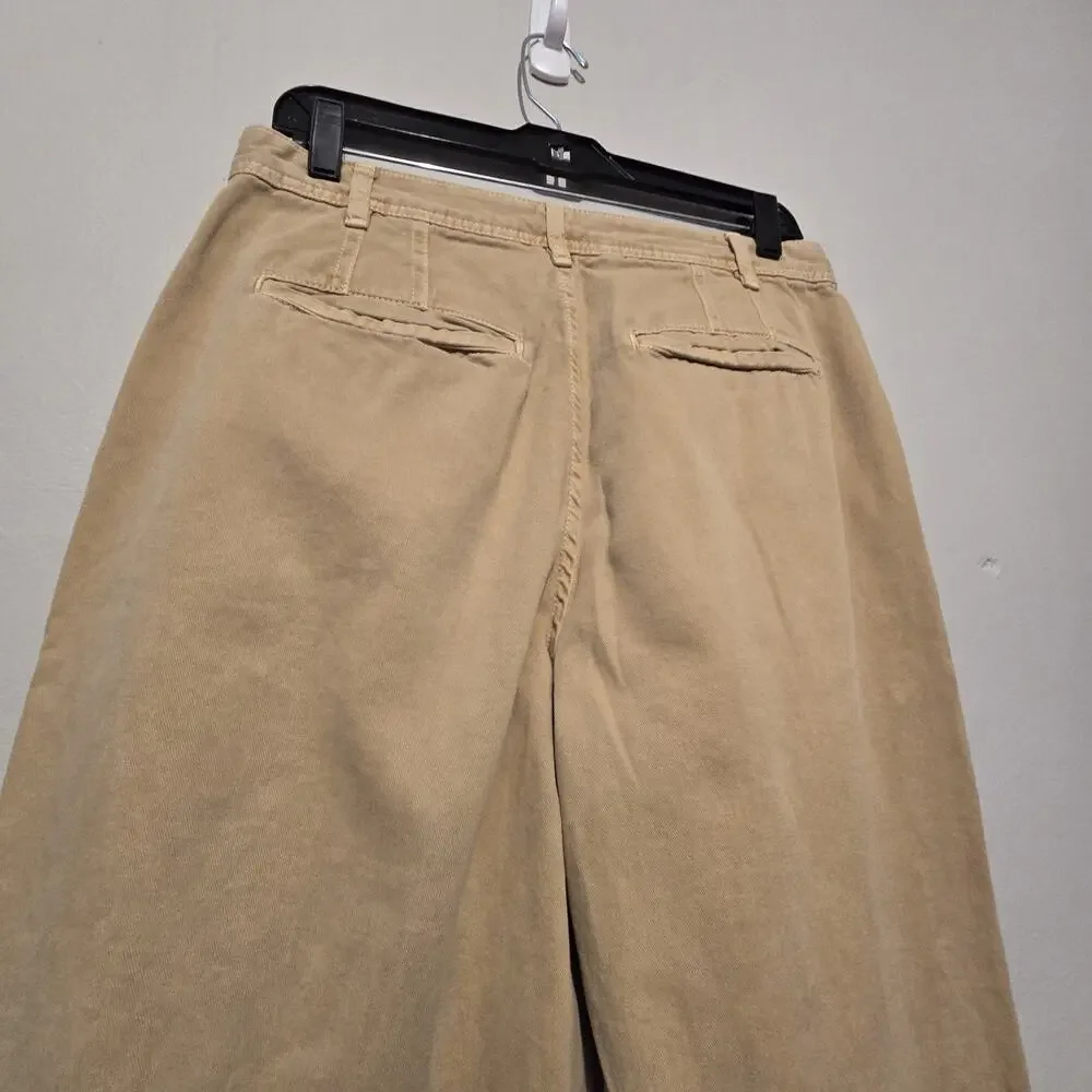 Free‎ People Anthropologie Denim Pants Crop Womens Sz 6 Mustard Tan Baggy Taper